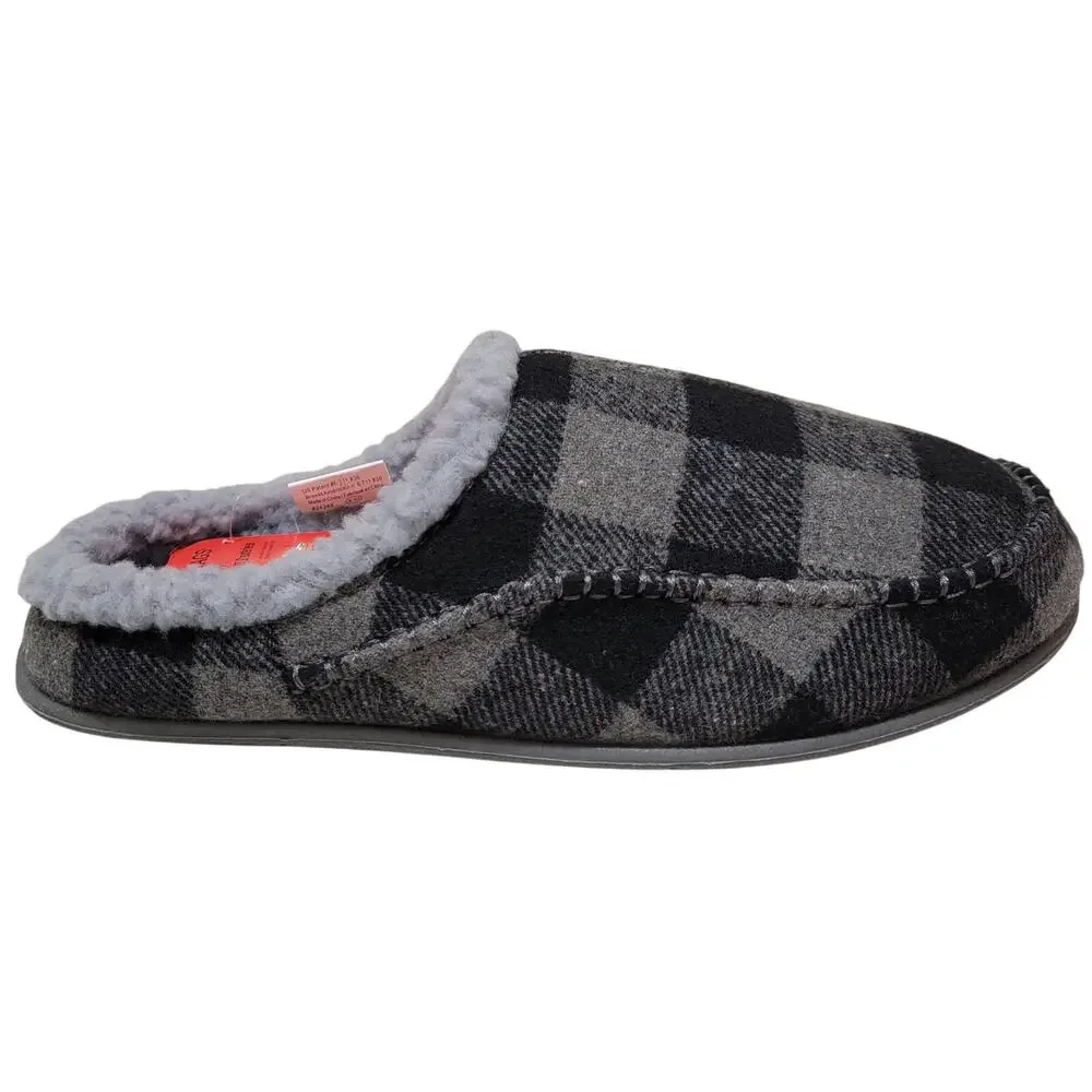 Deer Stags Men Nordic Supro Slip On Clog Slippers Size US 8W Grey Black Plaid